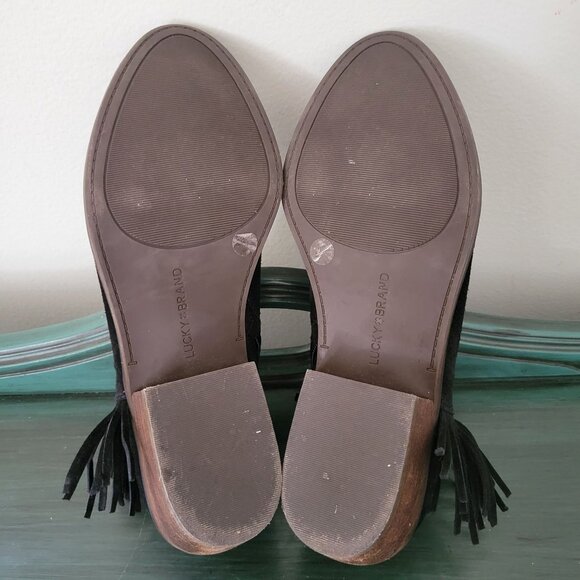 Lucky Brand 7M Black Suede Leather‎ Booties FELISIE Ankle Boots Western - Picture 3 of 8